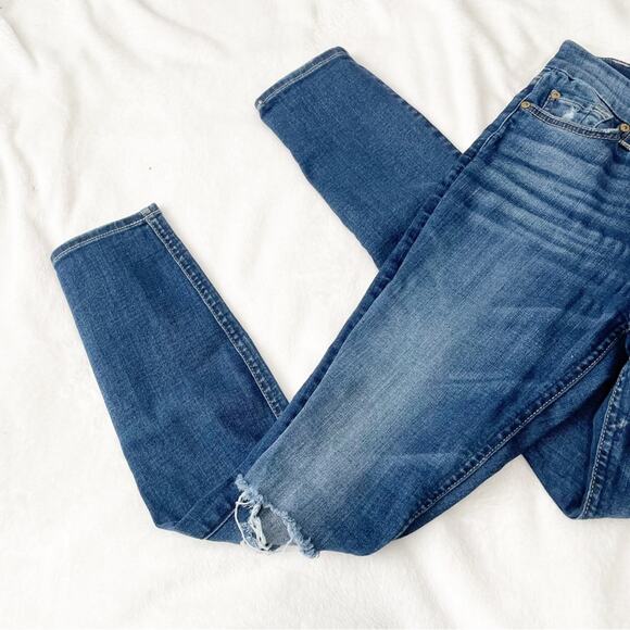 7 for all mankind ankle gwenevere jeans blue ripped denim size 24 7FAM - Picture 4 of 10